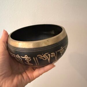 Black and Gold Tibetan Singing Bowl 5.5” diameter 3” Deep